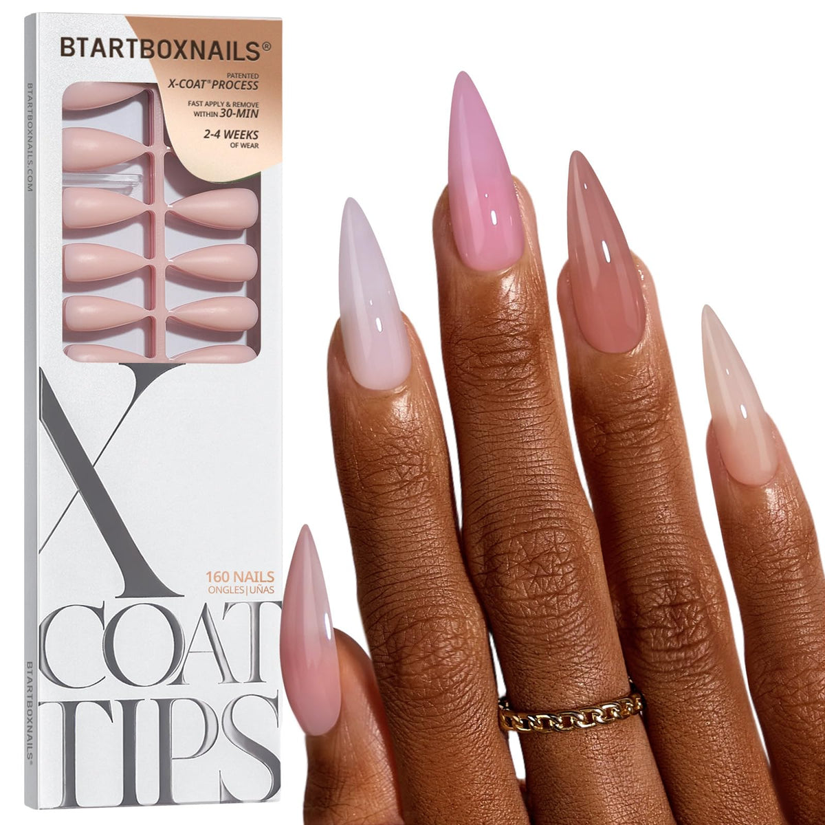 BTArtboxnails XCOATTIPS bare nude press-on nails show versatile nude shade options for everyday wear.