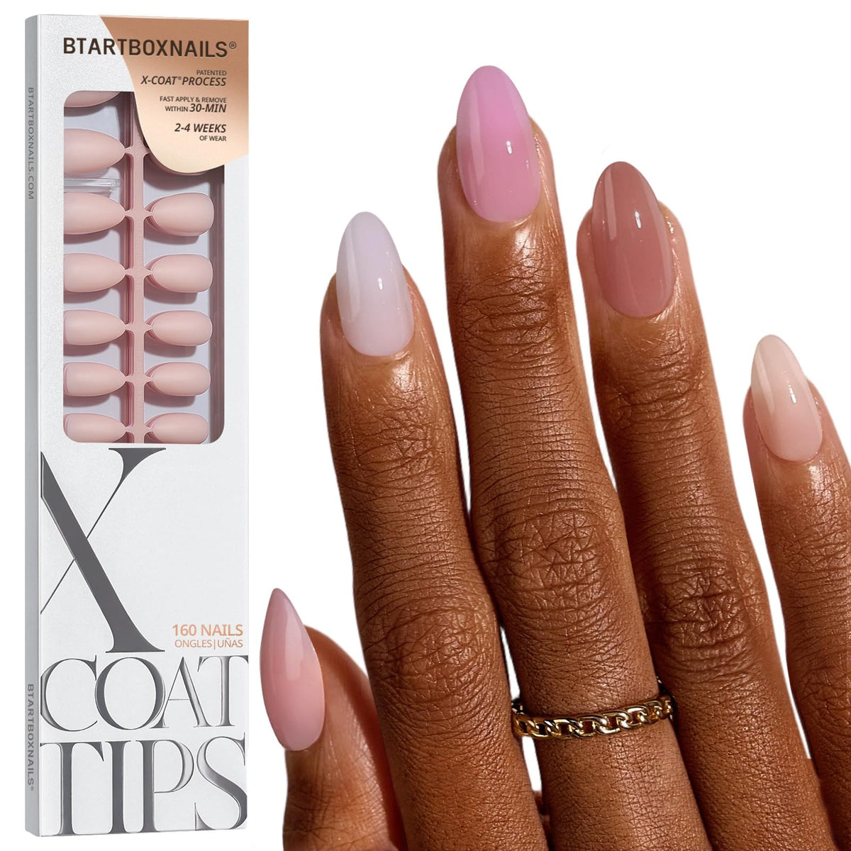 BTArtboxnails XCOATTIPS bare nude shade 1 on nails for everyday elegance and comfortable wear