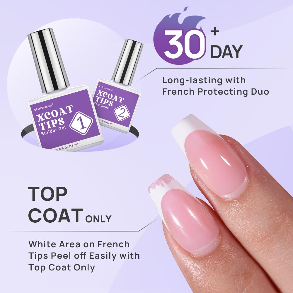 BTArtboxnails XCOATTIPS Builder Gel brush delivers smooth, self-leveling spread.