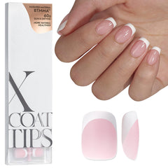 BTArtboxnails XCOATTIPS pink French nails, extra short square, easy at-home manicure.