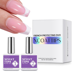 BTArtboxnails XCOATTIPS French Protecting Duo gel application for long-lasting tips.