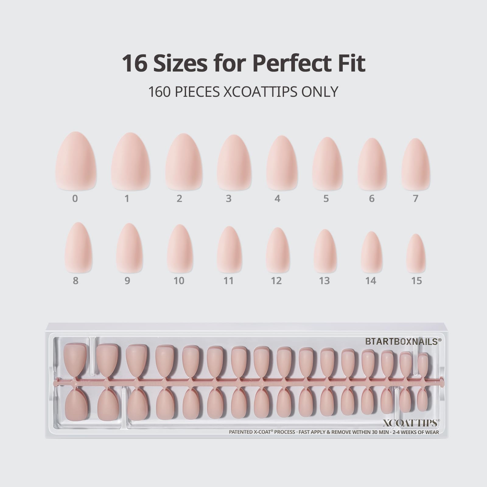 BTArtboxnails XCOATTIPS short almond nails worn on hand for quick, chic manicure