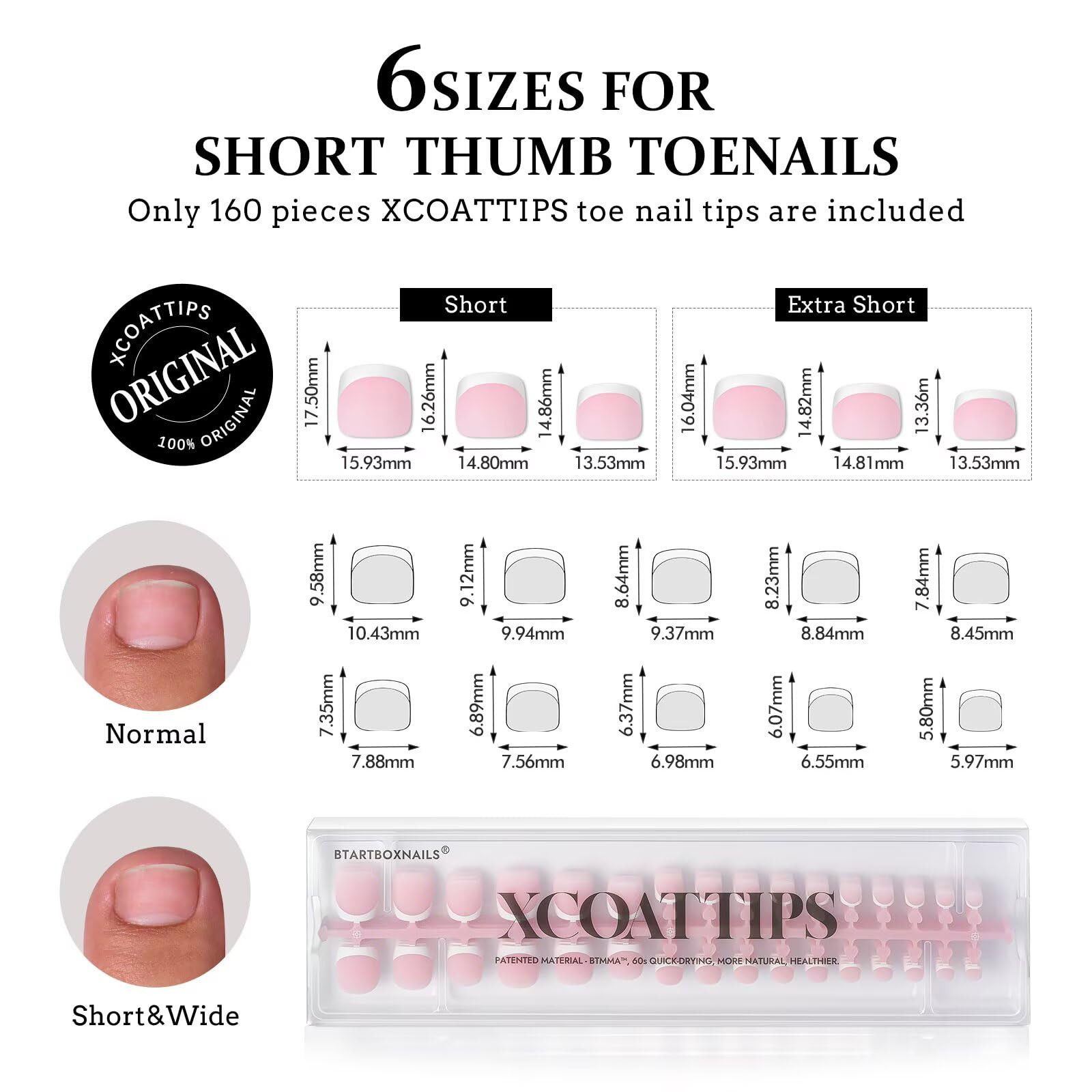 BTArtboxnails XCOATTIPS 4X thicker toe tips provide secure wear