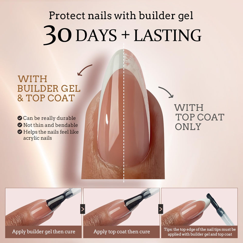 Brown french tips with XCOATTIPS tech for reliable gel curing