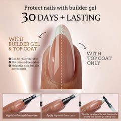 Brown french tips with XCOATTIPS tech for reliable gel curing
