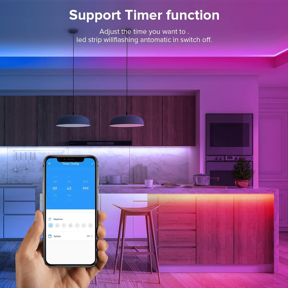 BTF-LIGHTING SP630E app interface mockup illustrating static and dynamic effects.