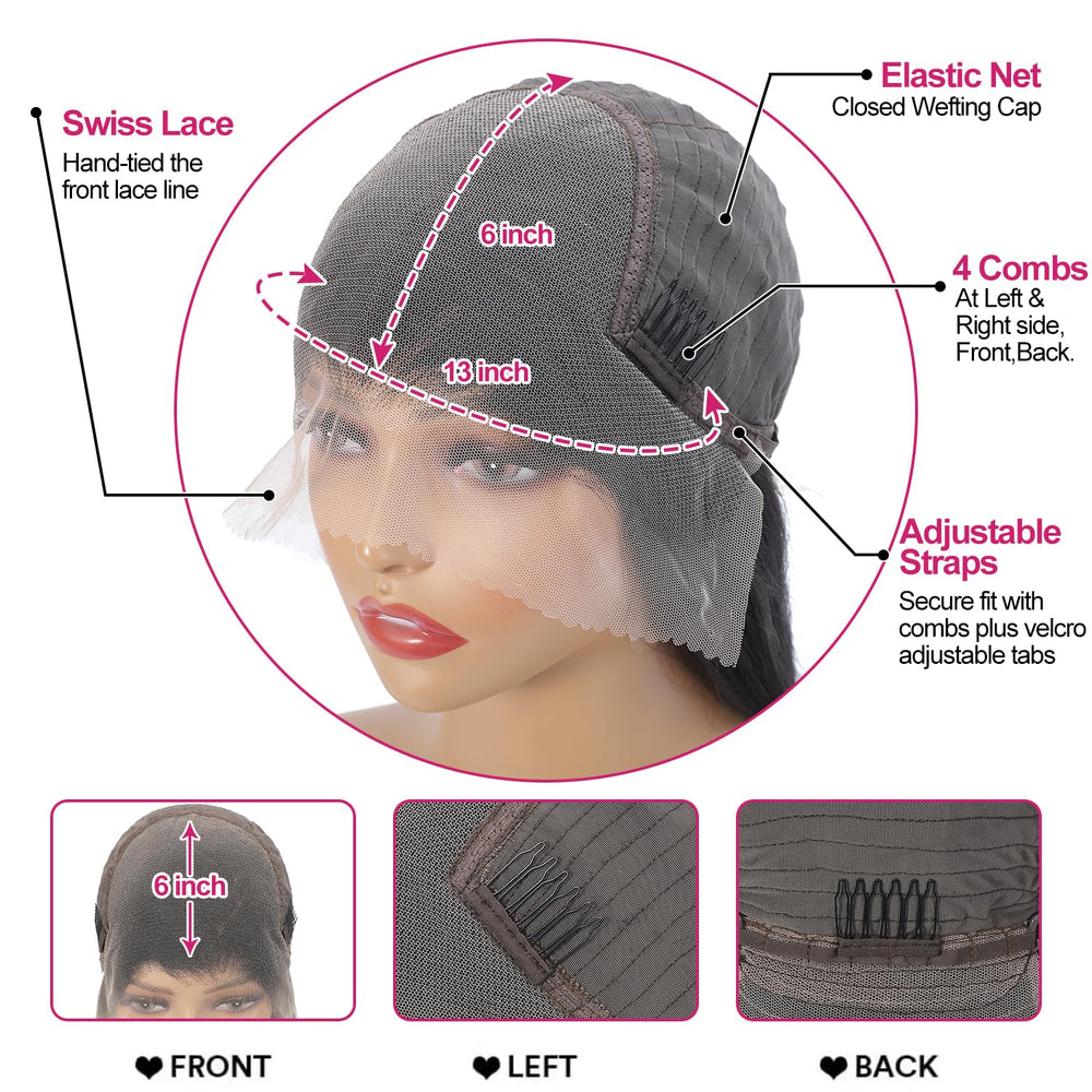 Btomar straight hair wig with natural parting for versatile styling