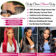 Btomar virgin Brazilian hair 30 inch 13x6 wig length close look