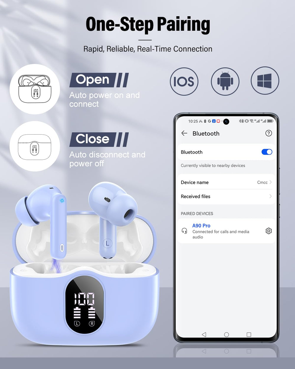 Btootos IP7 waterproof coating protects earbuds from sweat and rain.