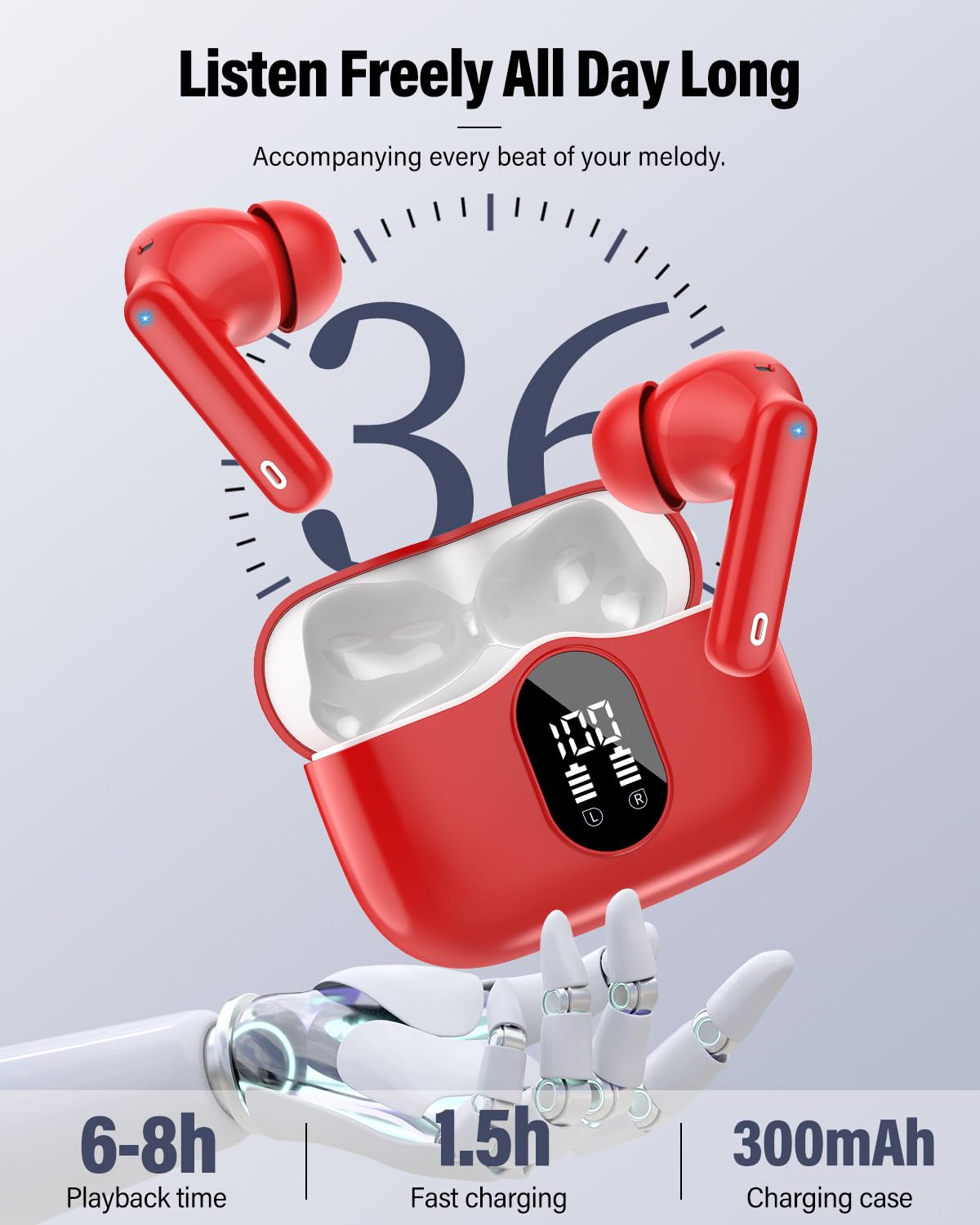 Btootos ergonomic in-ear design with soft silicone tips