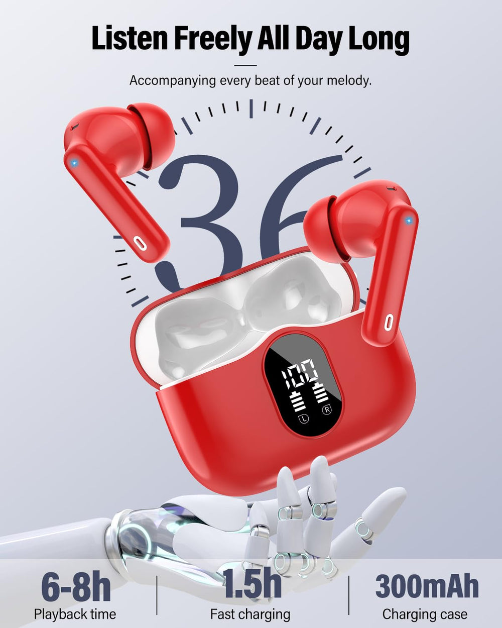 Btootos ergonomic in-ear design with soft silicone tips