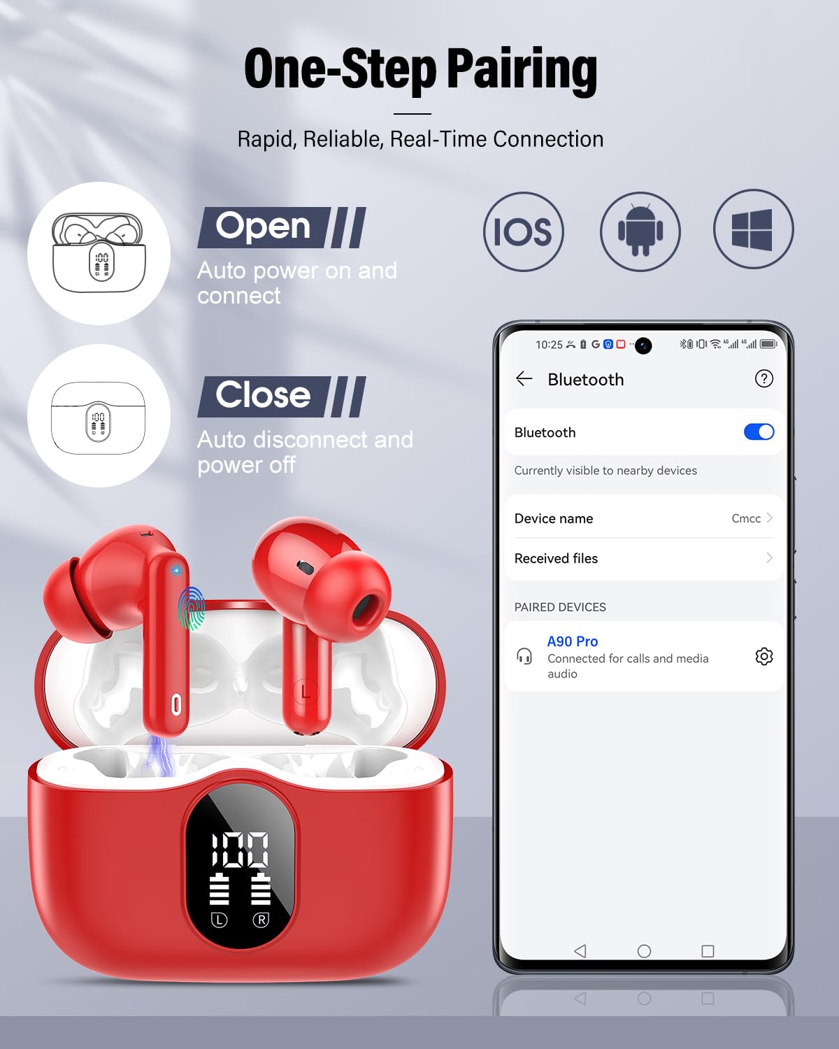 Btootos wireless earbuds Type-C charging for faster top-ups