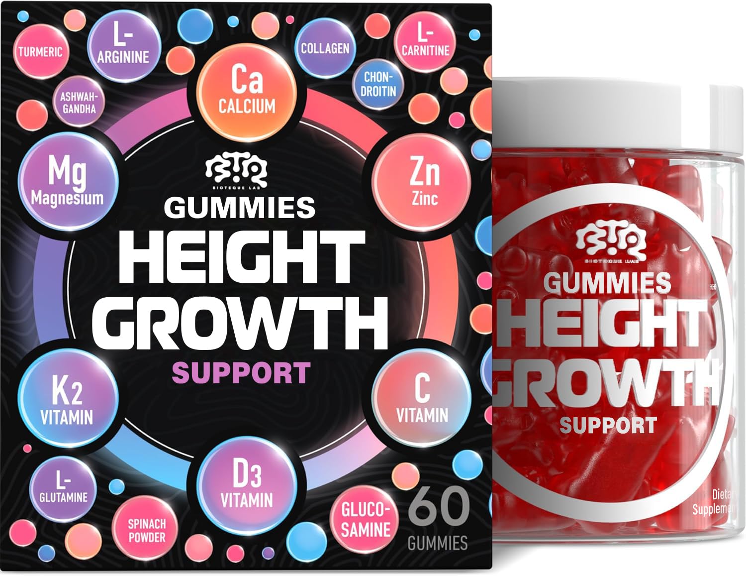 BTQ Bioteque Lab height-growth bottle supports a simple daily routine for bone health.