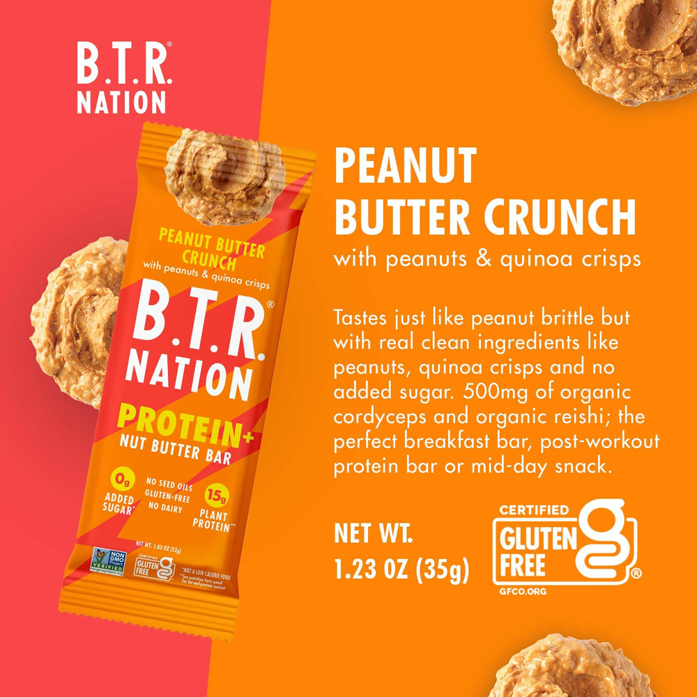 B.T.R Nation Gluten-free Snack Bar displaying rich peanut butter texture