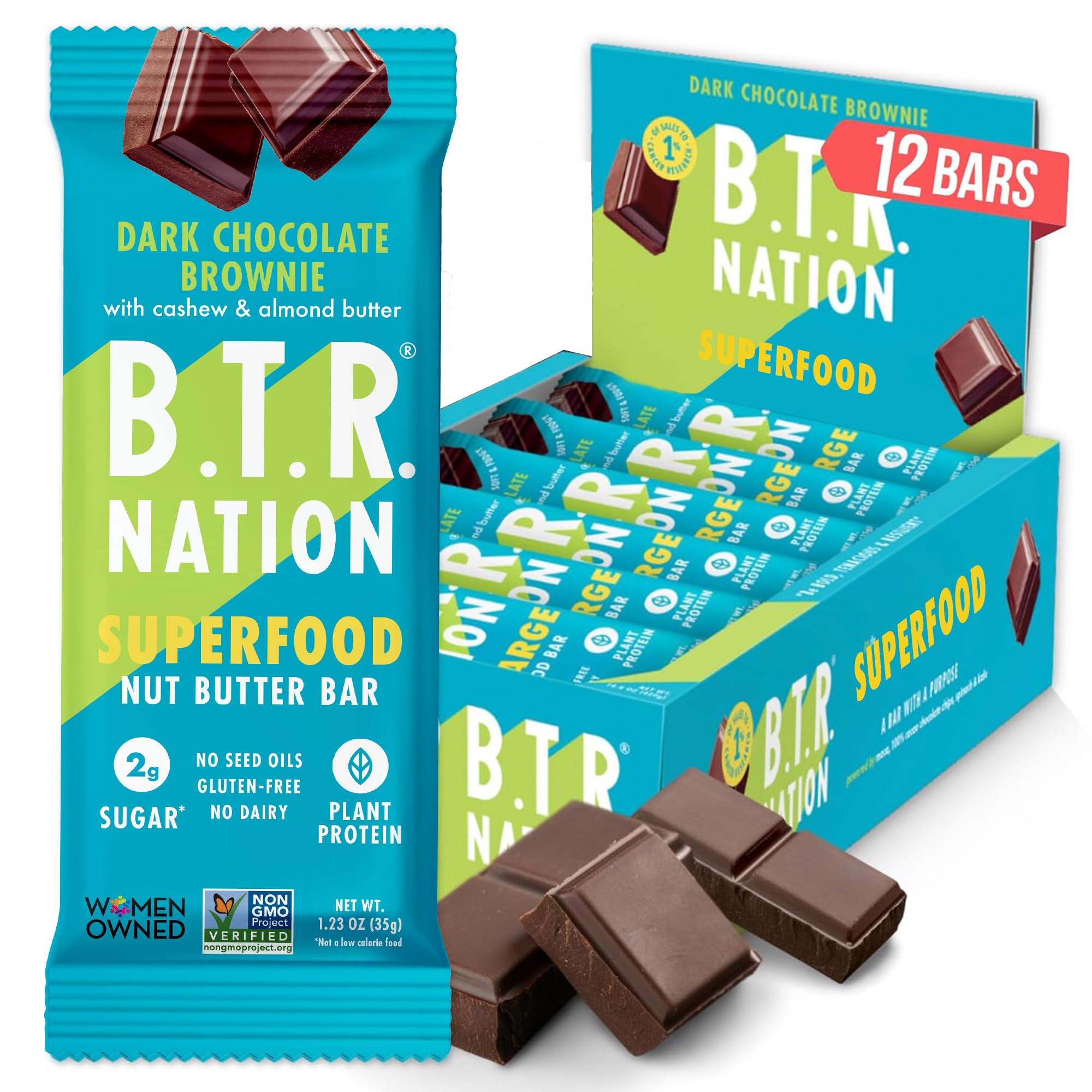 B.T.R. Nation keto bar on dark chocolate packaging for convenient keto snacking.
