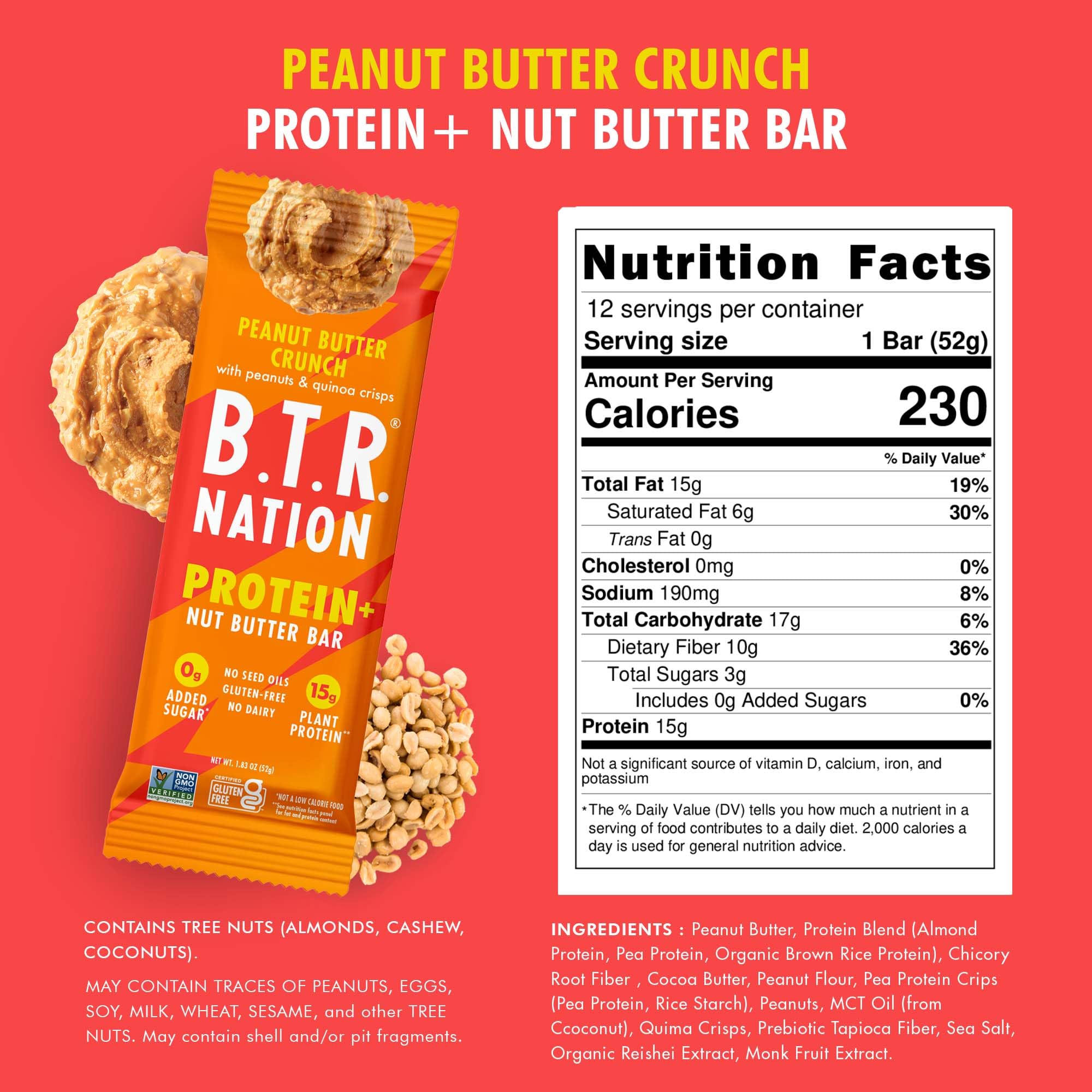 B.T.R Nation Vegan Protein+ Bar showcasing plant-based protein and superfoods