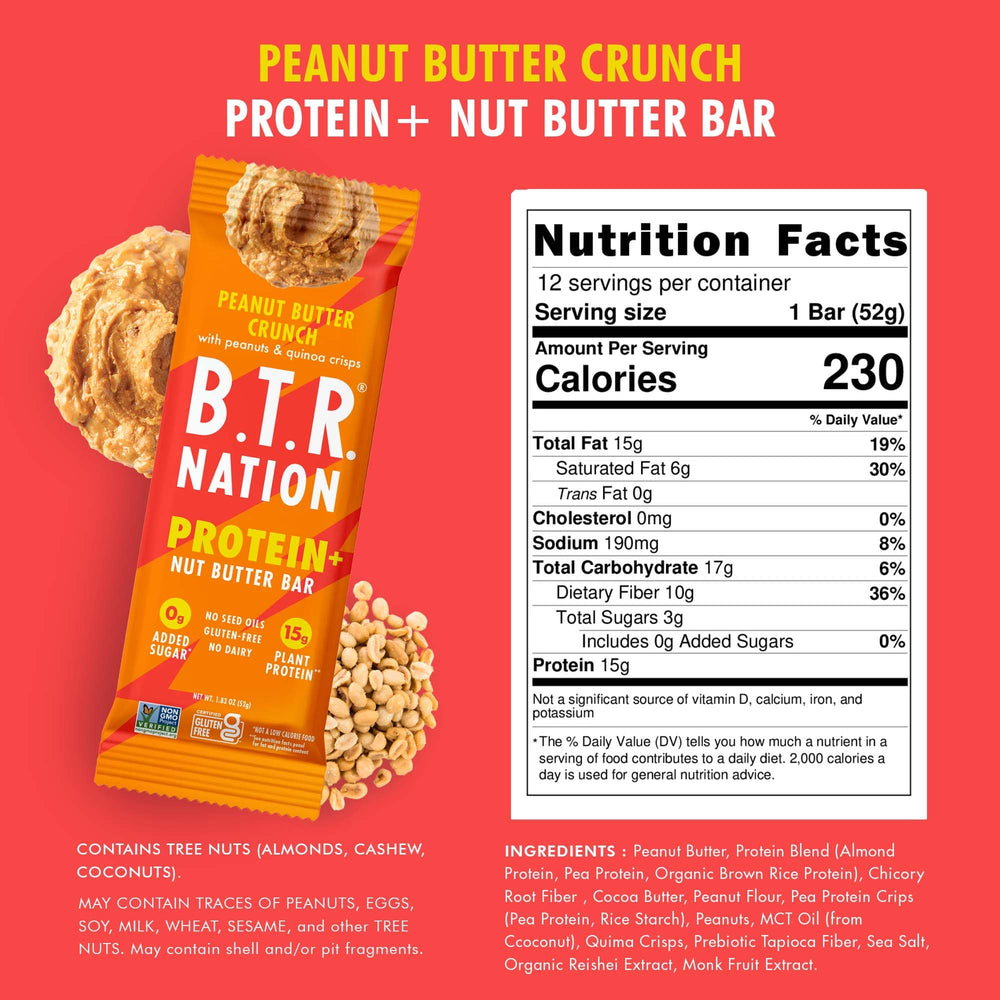 B.T.R Nation Vegan Protein+ Bar showcasing plant-based protein and superfoods