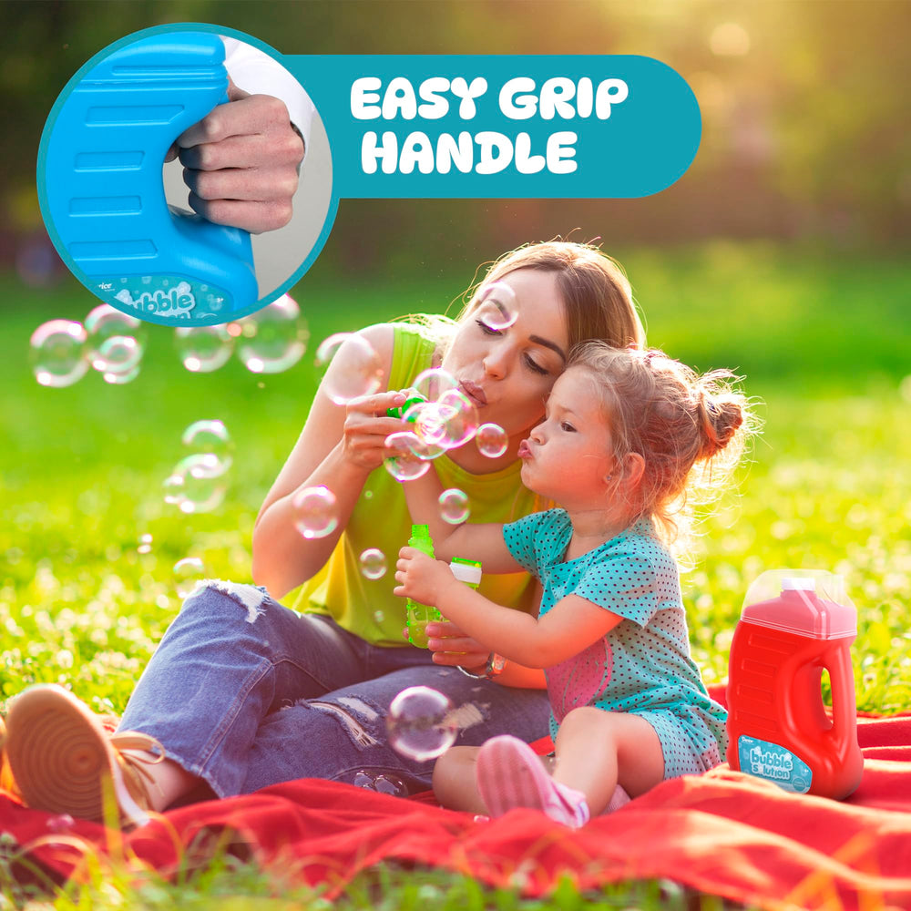Includes eight big bubble wands for extended play