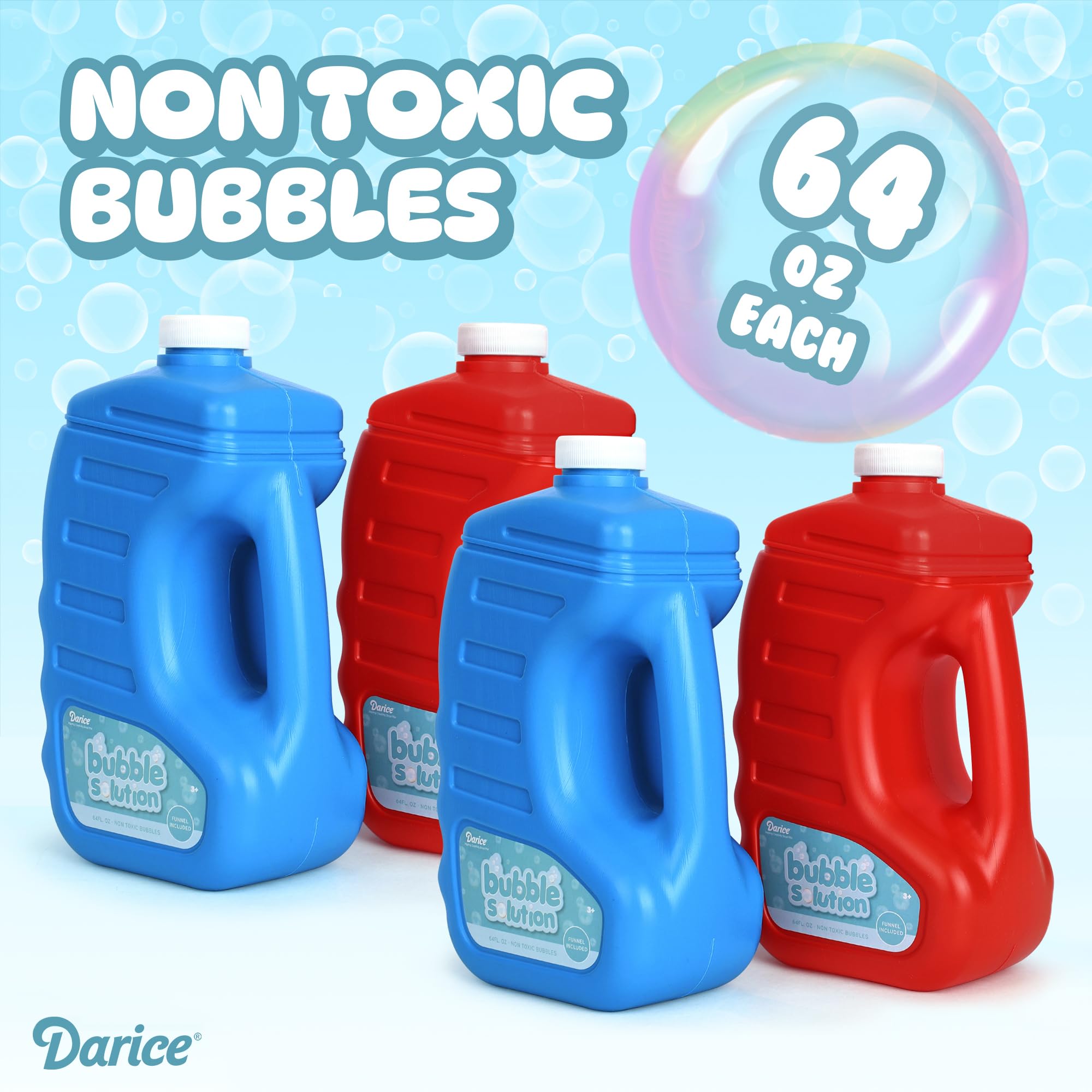 Darice pour-top design facilitates easy refilling of bubble machines