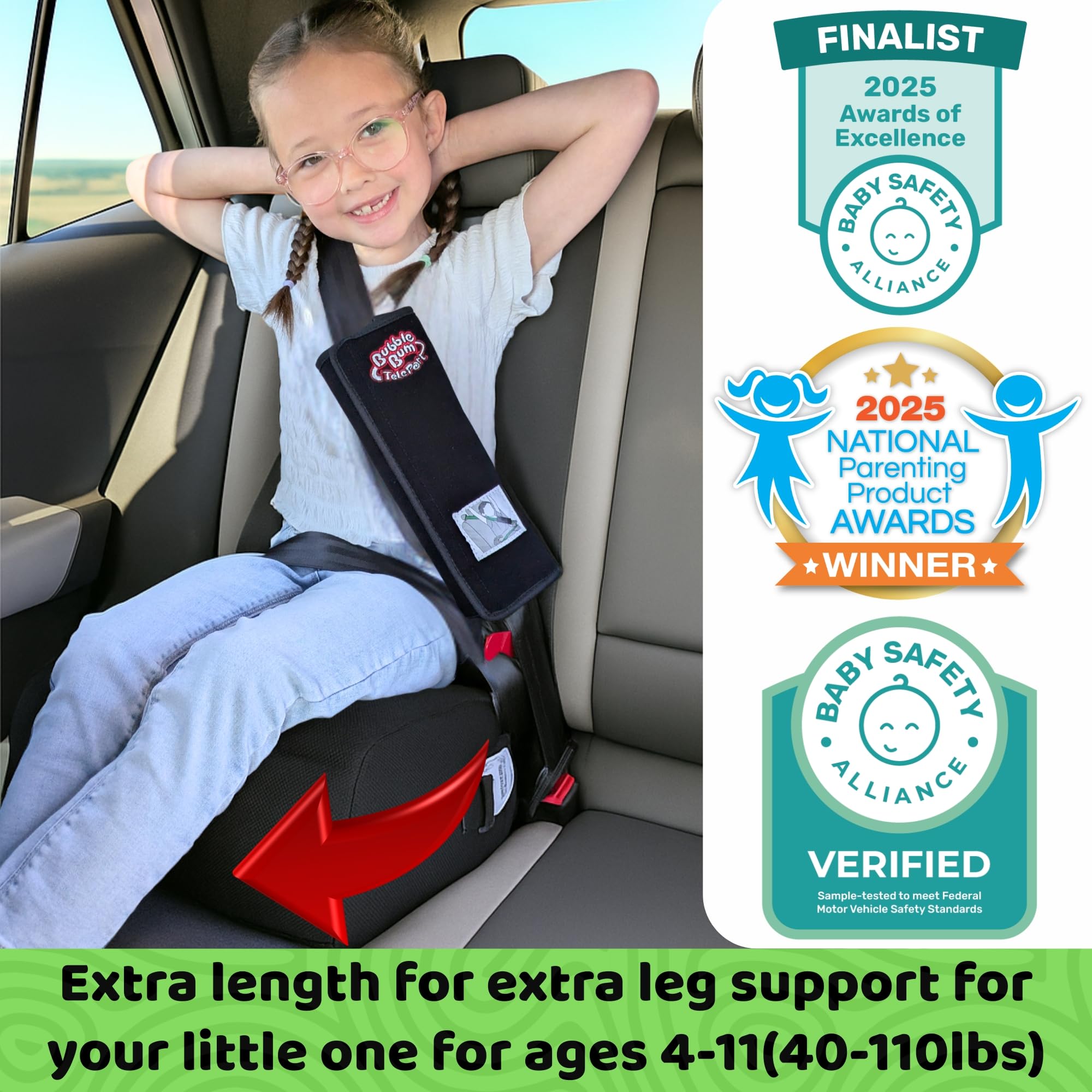 BubbleBum Teleport non-slip base keeps the seat stable