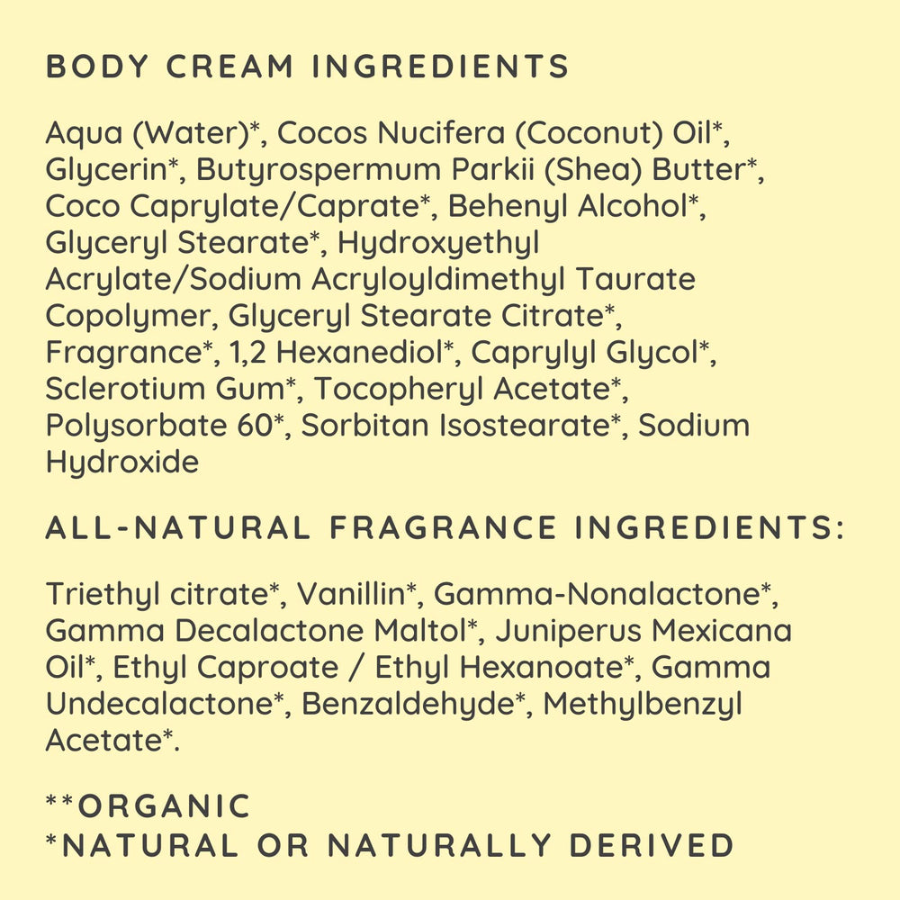 Bubbsi ingredients focus coconut oil and shea butter for nourishment.