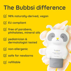 Bubbsi refillable animal bottle with pouch for eco-friendly refills.
