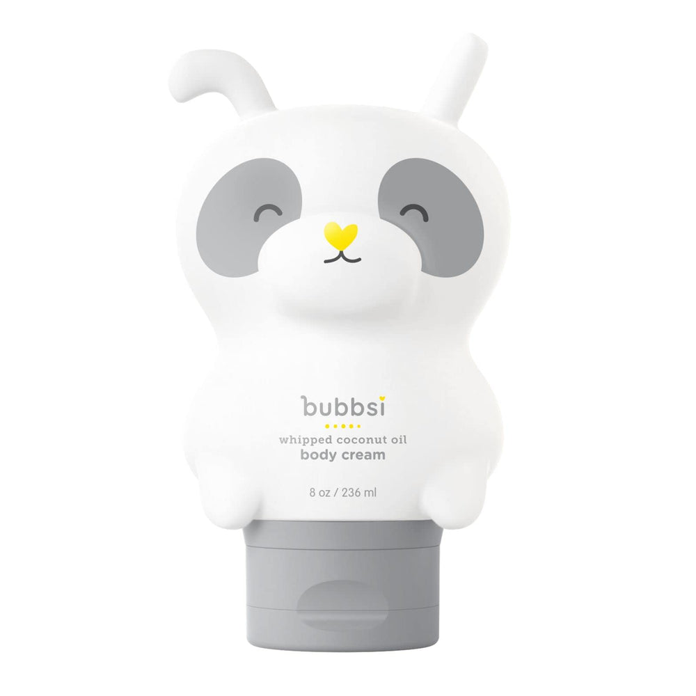 Bubbsi whipped coconut oil baby lotion bottle for moisturized skin.