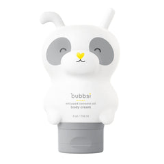 Bubbsi whipped coconut oil baby lotion bottle for moisturized skin.