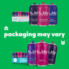 Bubly blueberry pomegranate flavor can close-up, bold flavor for celebrations