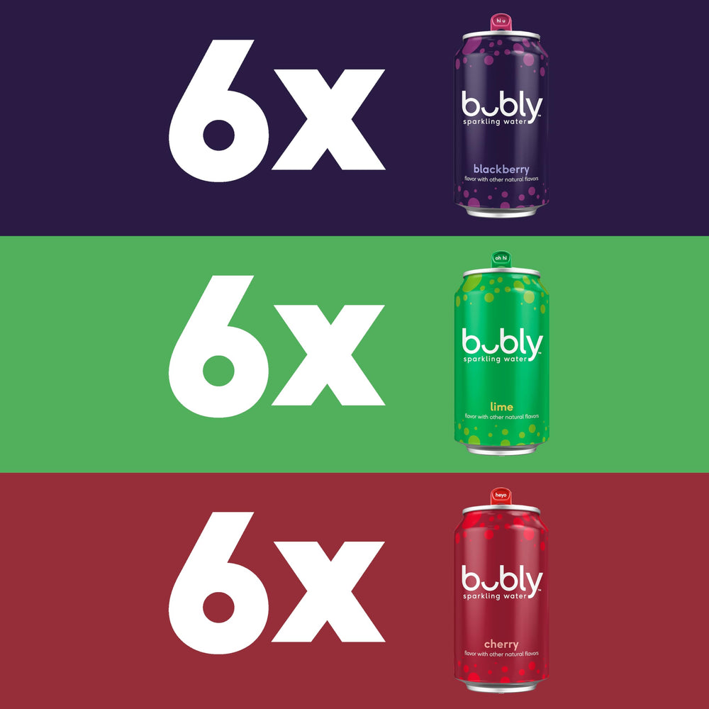 Bubly cherry 12oz can on ice showing bright cherry notes and refreshing chill