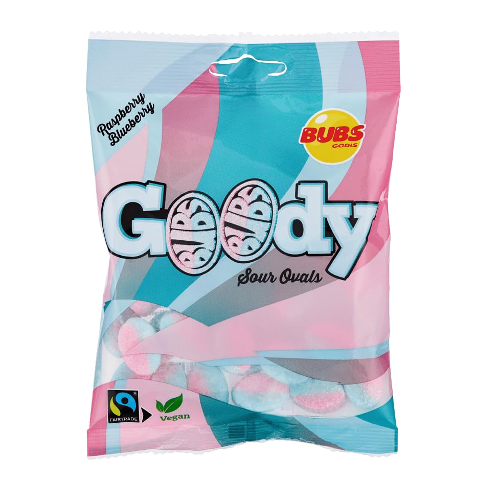 Bubs Goody Sour Ovals Raspberry Blueberry Hint – berry contrast enhances the tart profile.