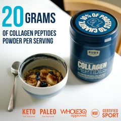 BUBS Naturals collagen peptides unflavored into coffee for convenience