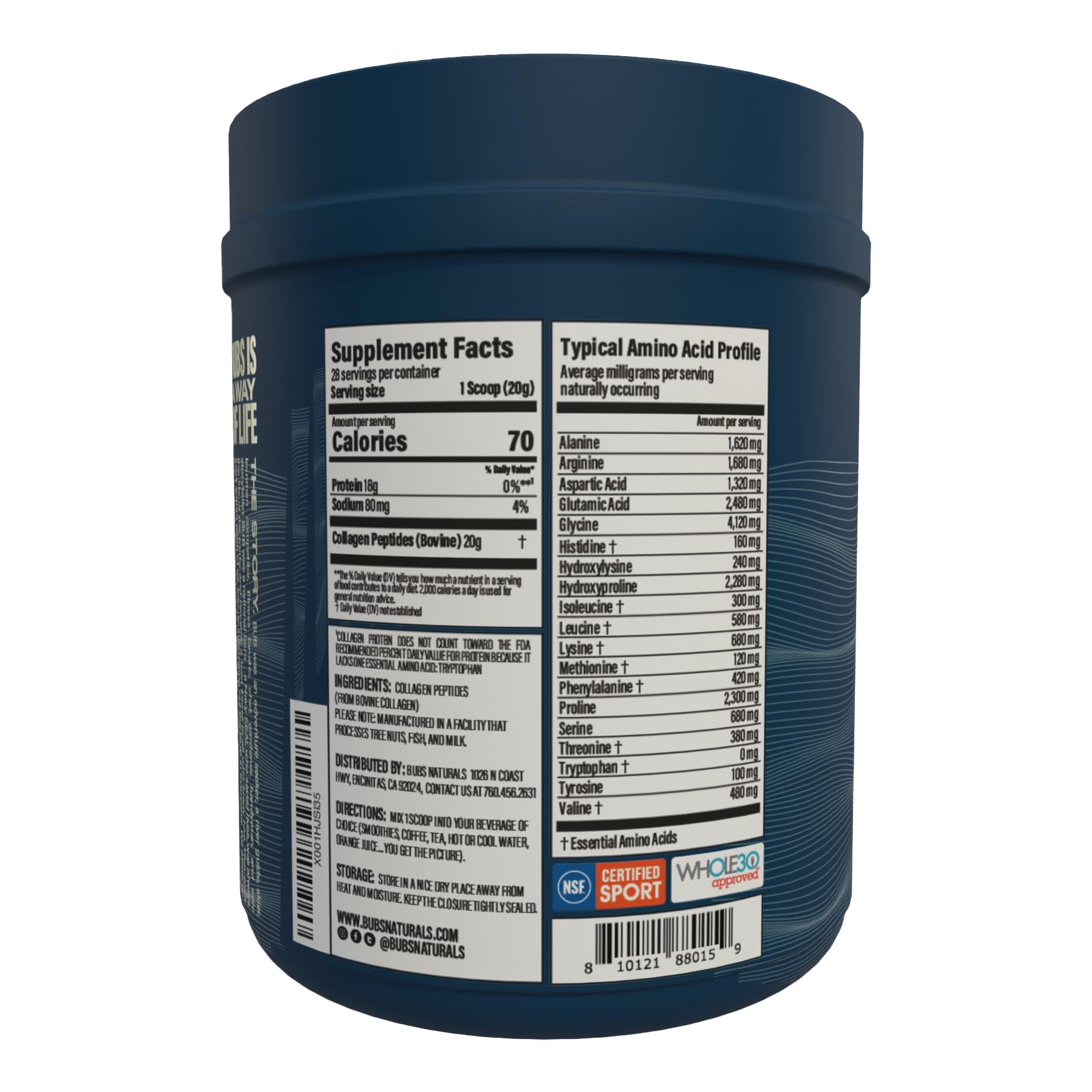 Smoothie with BUBS Naturals collagen peptides for everyday support