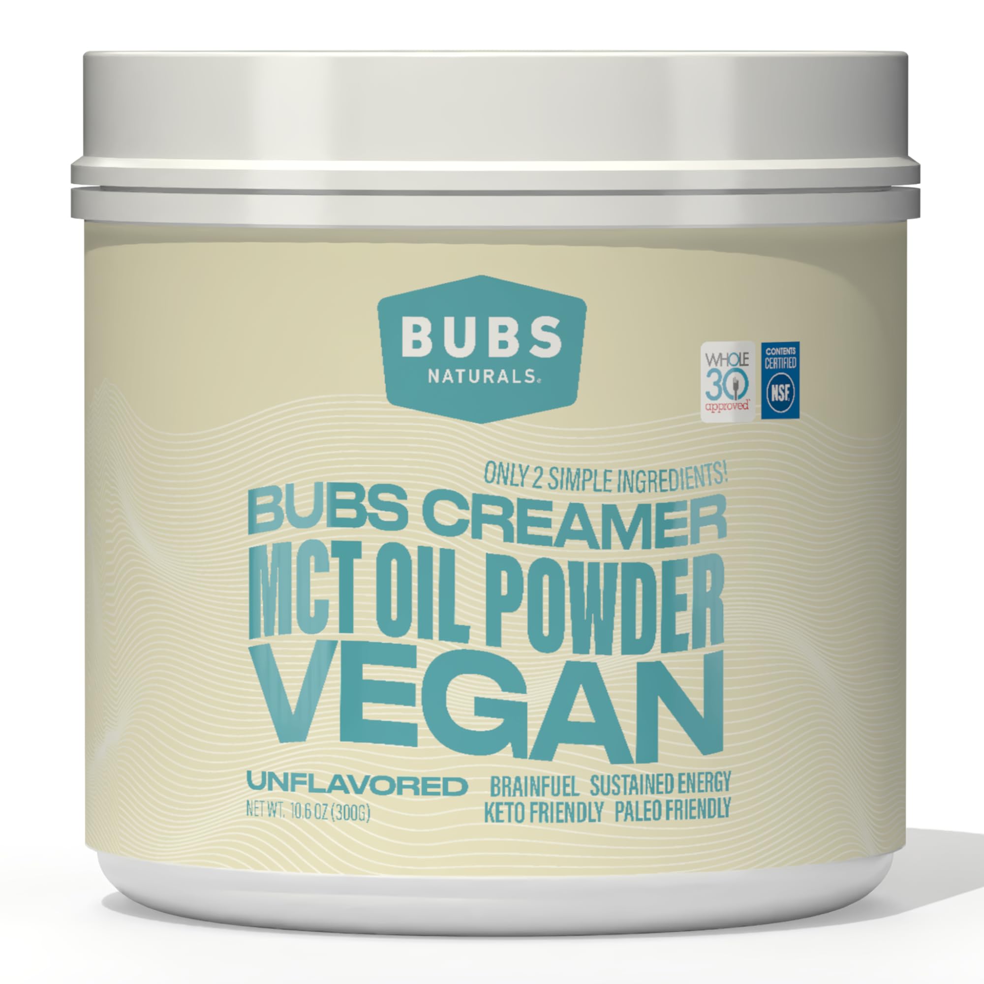 BUBS Naturals MCT Oil Powder bottle front showing clean energy option