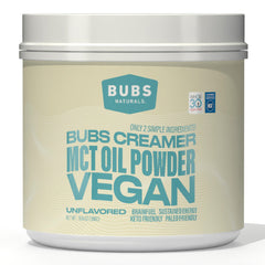 BUBS Naturals MCT Oil Powder bottle front showing clean energy option