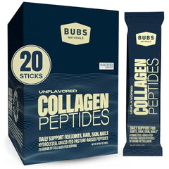 BUBS Naturals unflavored collagen sticks pack for versatile daily use.
