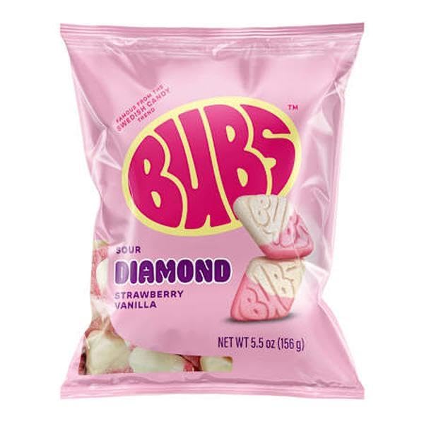 BUBS Sour Strawberry Vanilla Diamond two-pack on display for sharing