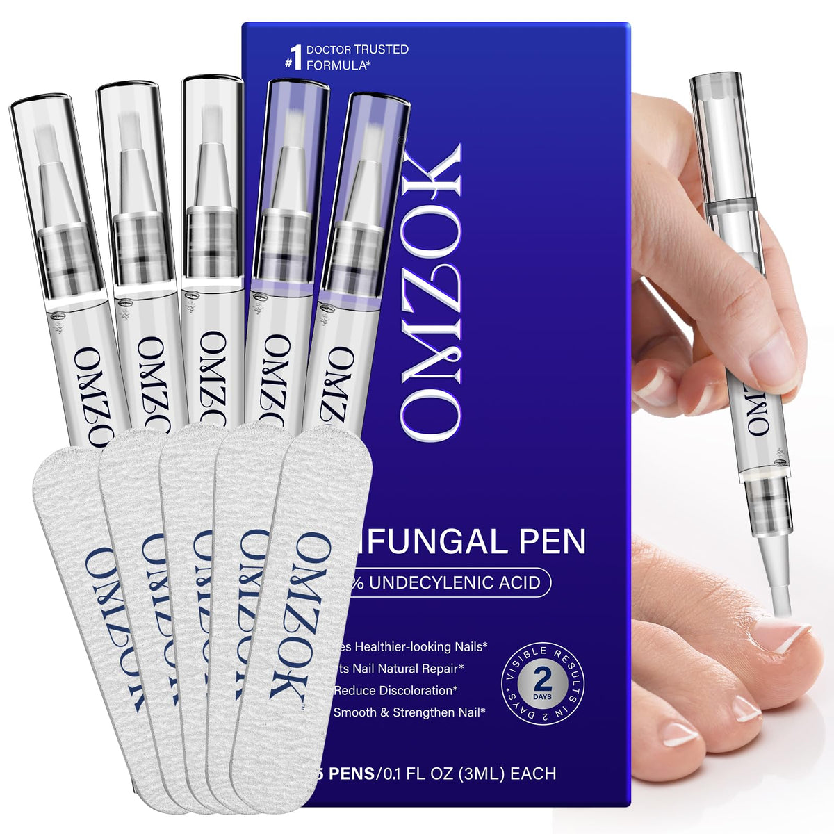 BUCAOAGU toenail fungus pen pack of five for targeted nail treatment.