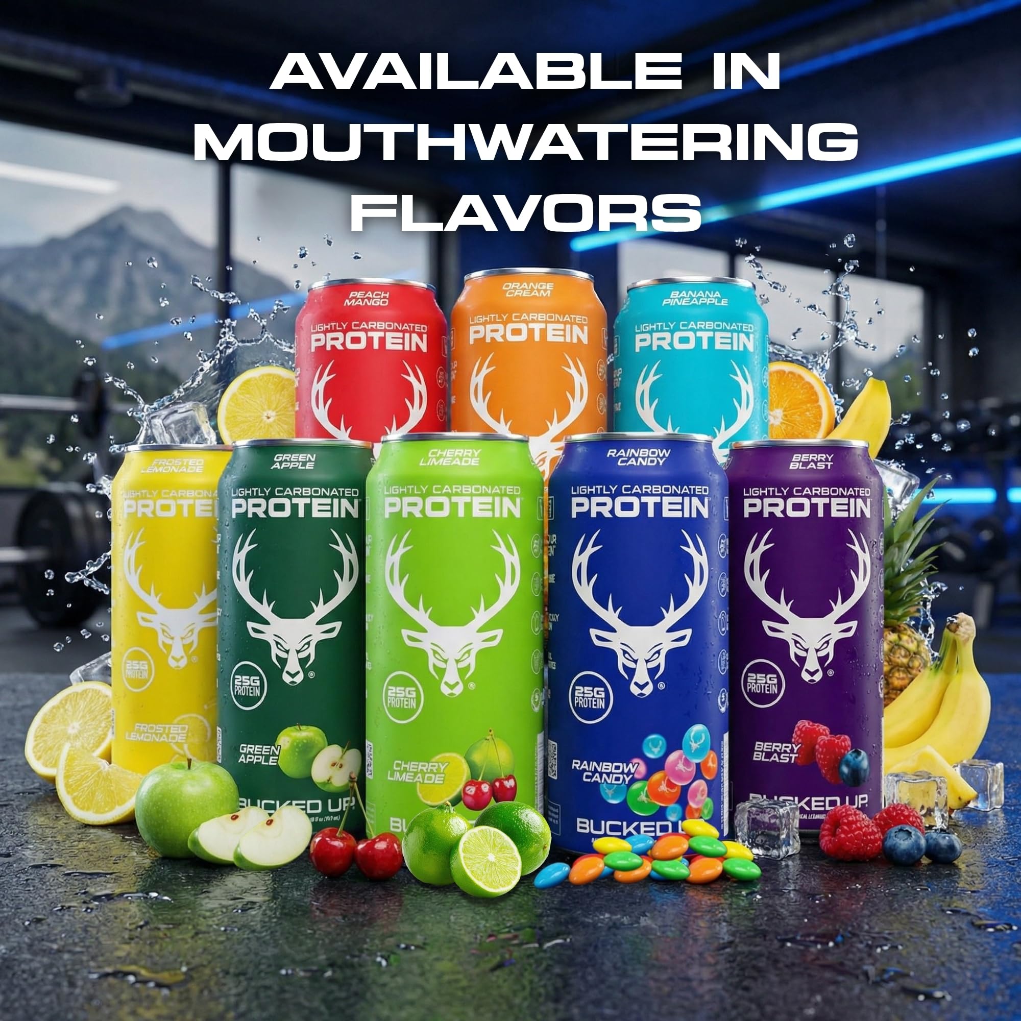 Bucked Up 12-pack variety flavors image showcases easy flavor switching.