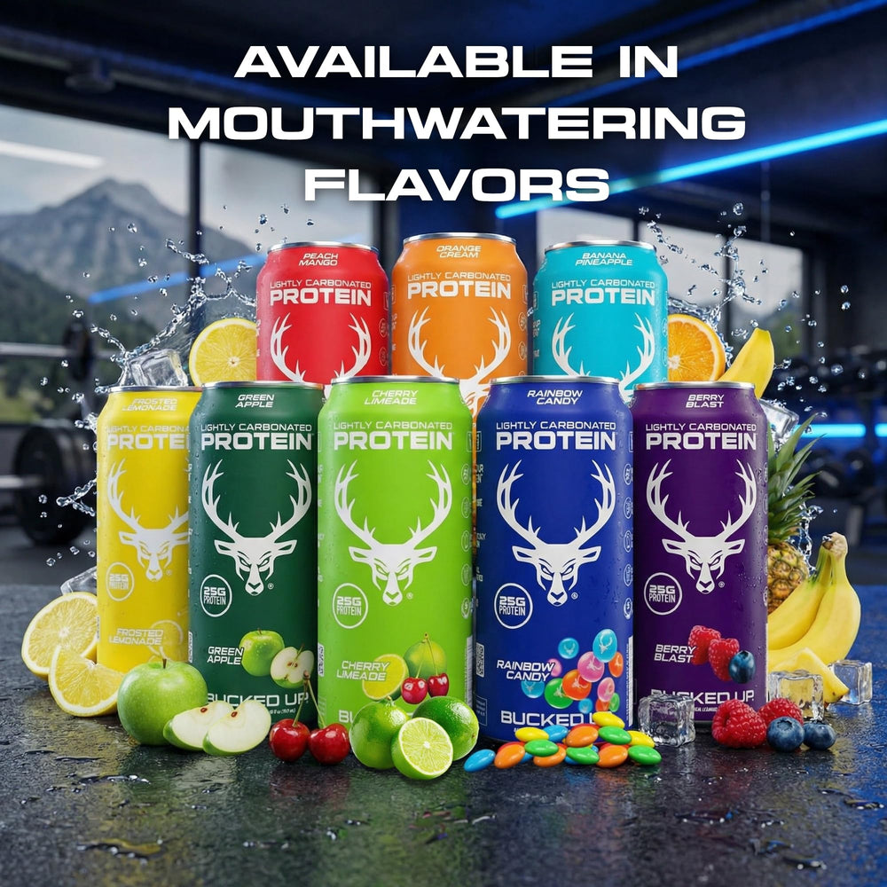 Bucked Up 12-pack variety flavors image showcases easy flavor switching.