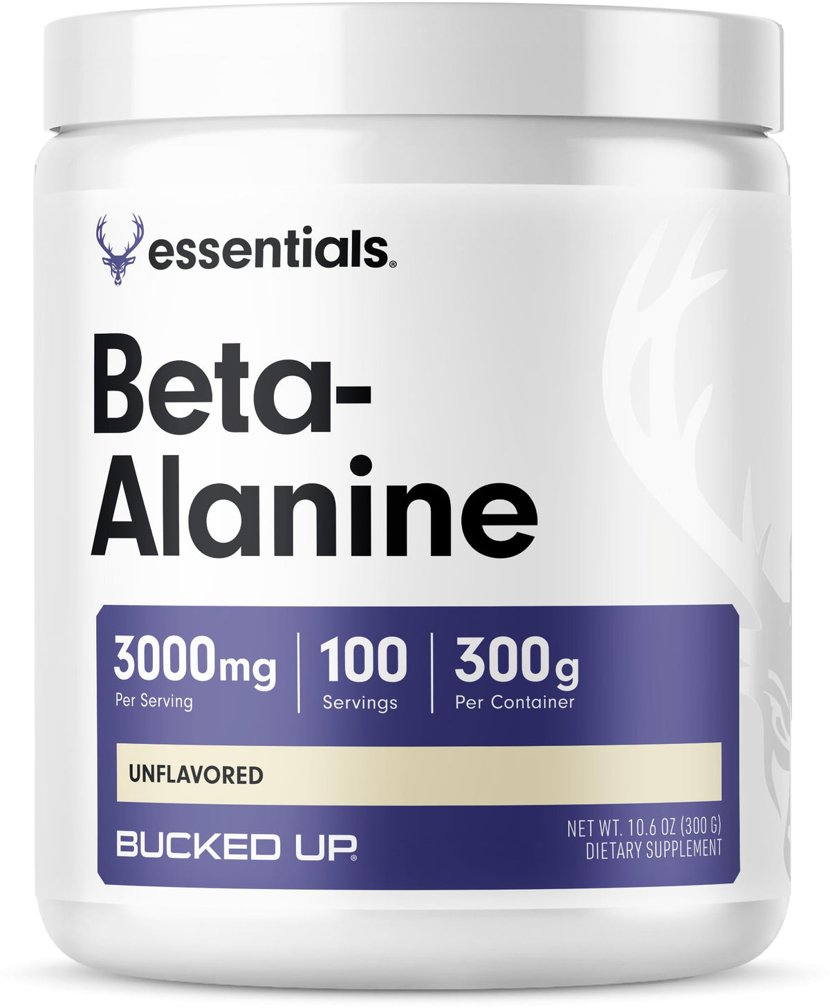 Bucked Up Beta Alanine powder container showing 100 servings for training support.