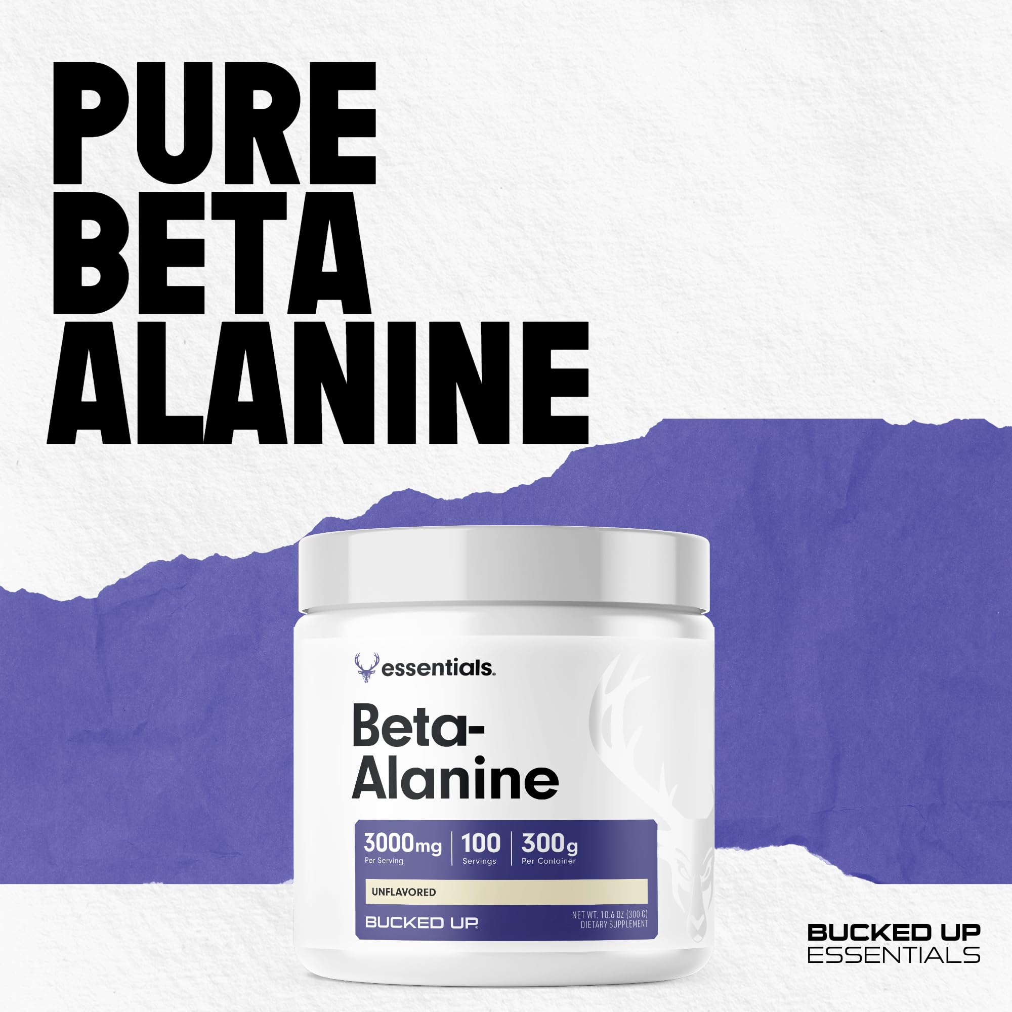 Bucked Up Beta Alanine powder packaging with secure lid to preserve freshness.