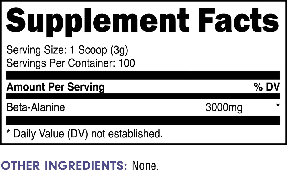 Bucked Up Beta Alanine powder label close-up highlighting gluten-free and non-GMO features.