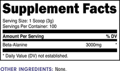 Bucked Up Beta Alanine powder label close-up highlighting gluten-free and non-GMO features.