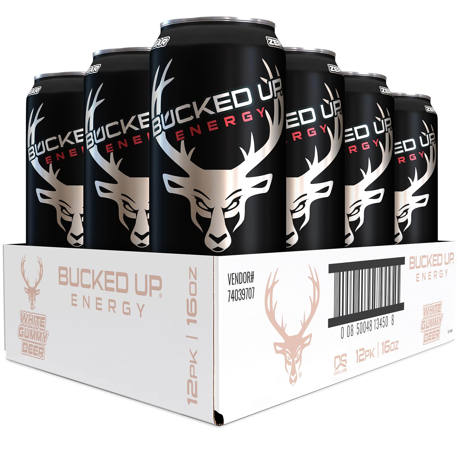 Bucked Up 300mg energy drink can front label for a quick energy boost