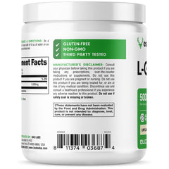 Bucked Up L-Glutamine container with a tightly sealed lid preserves freshness.