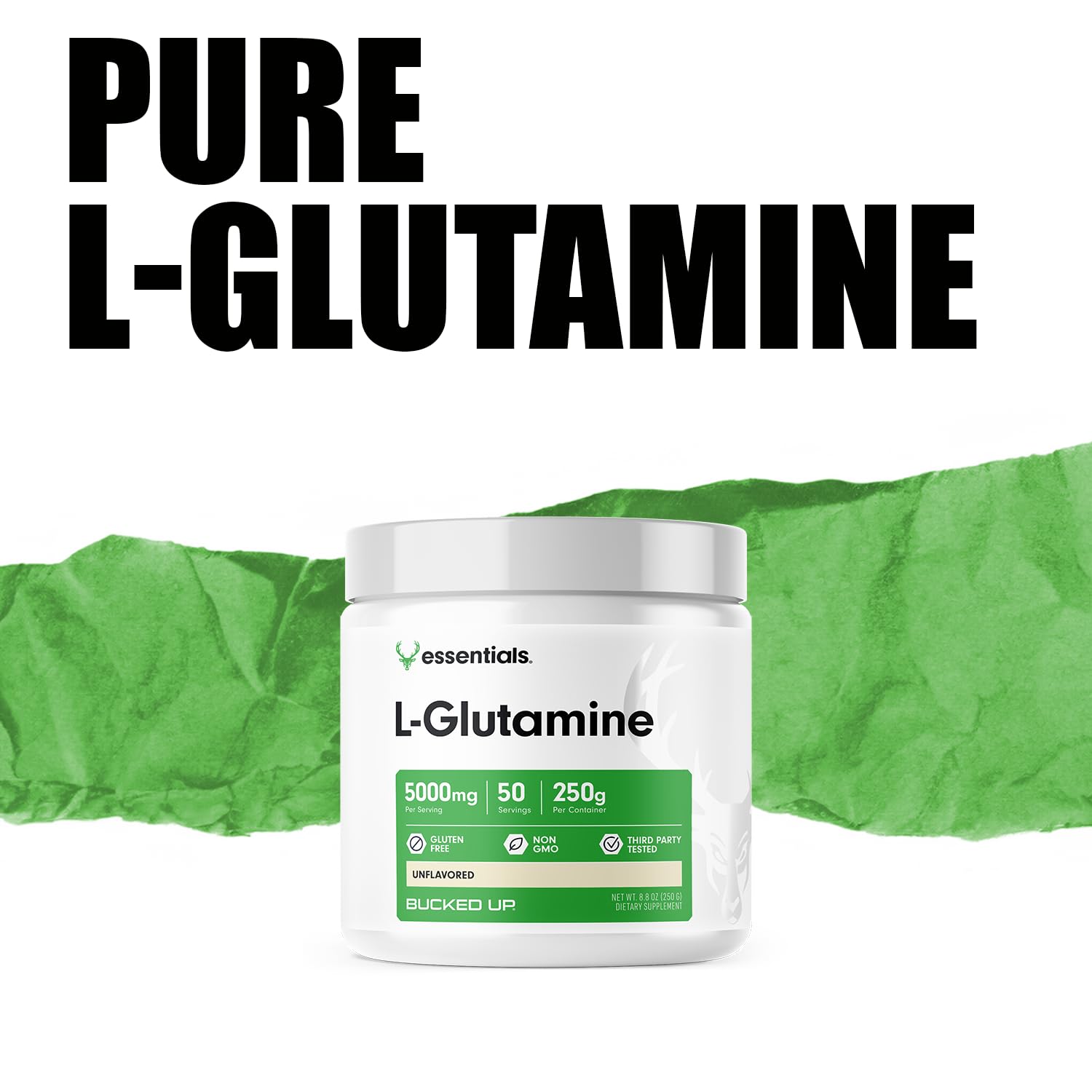 Bucked Up L-Glutamine being stirred into a drink for easy consumption.