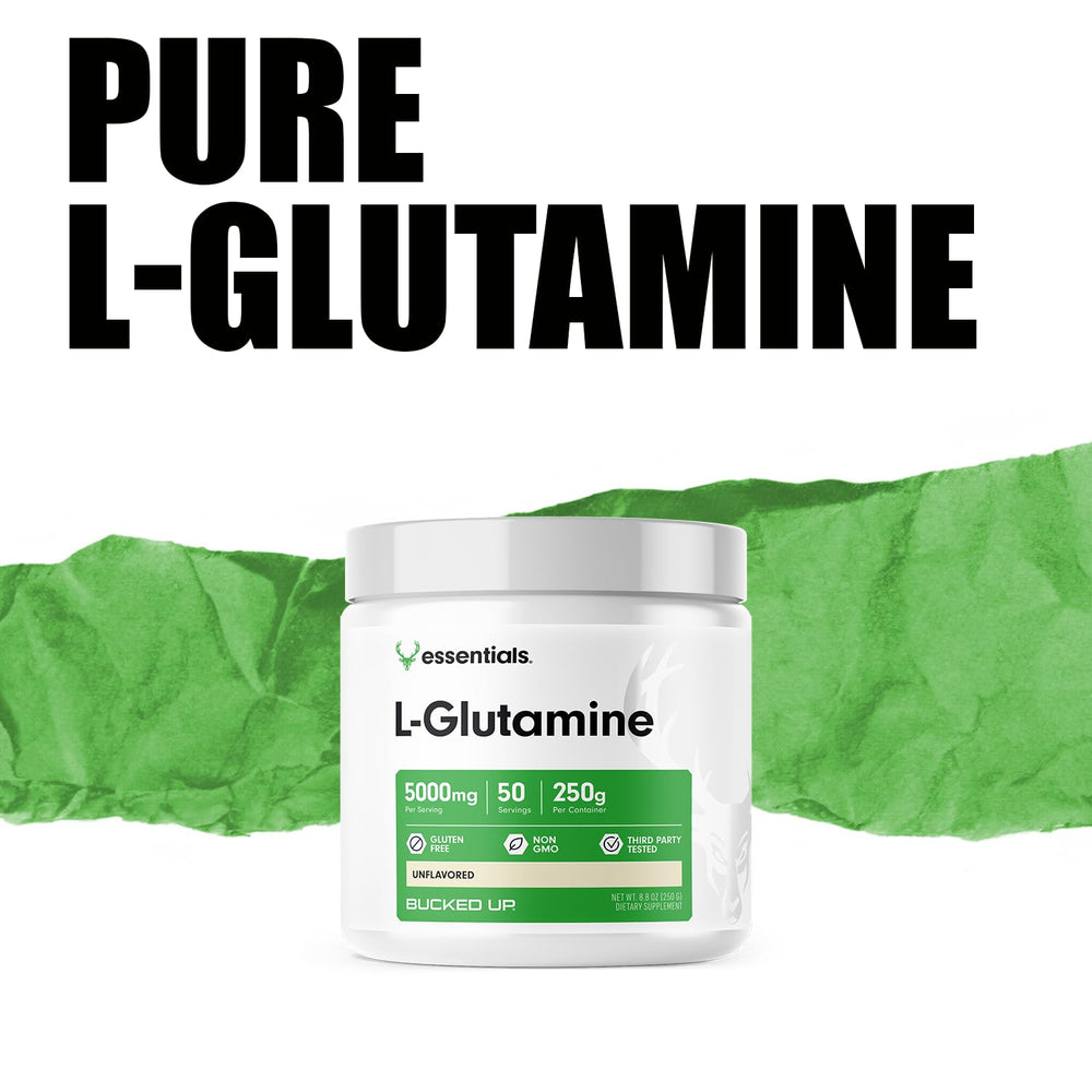 Bucked Up L-Glutamine being stirred into a drink for easy consumption.