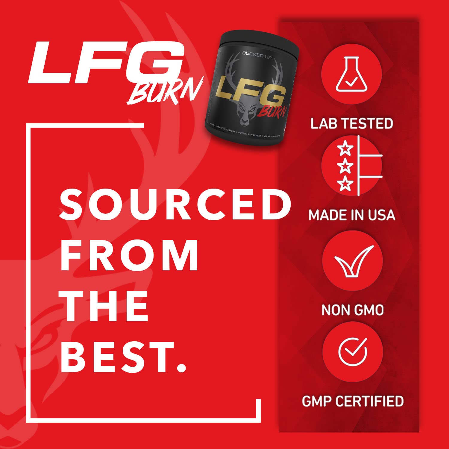 Bucked Up LFG mixing glass shows smooth blend for clean taste.