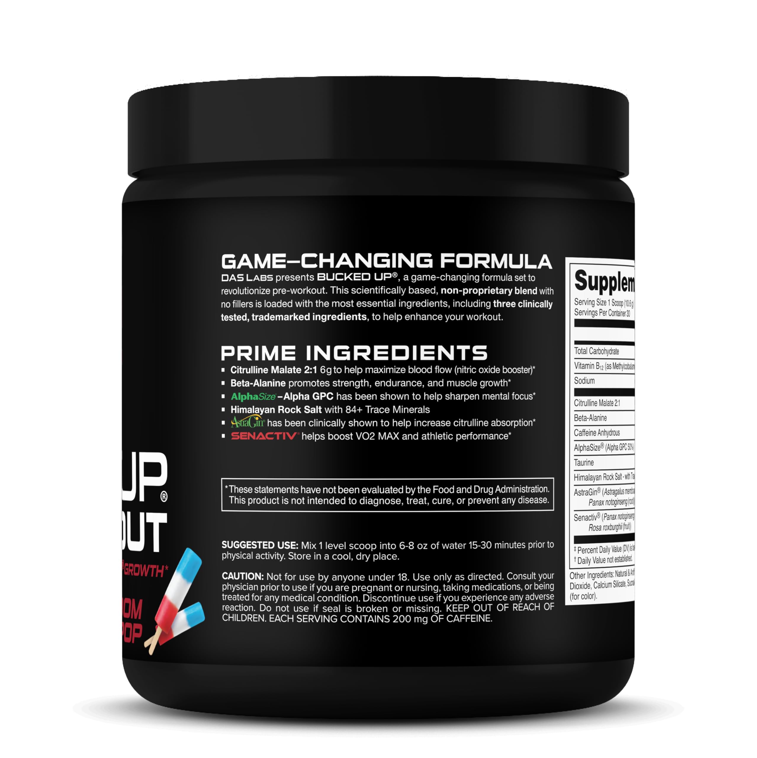 Bucked Up pre-workout flavor visual showcases keto-friendly, sugar-free profile